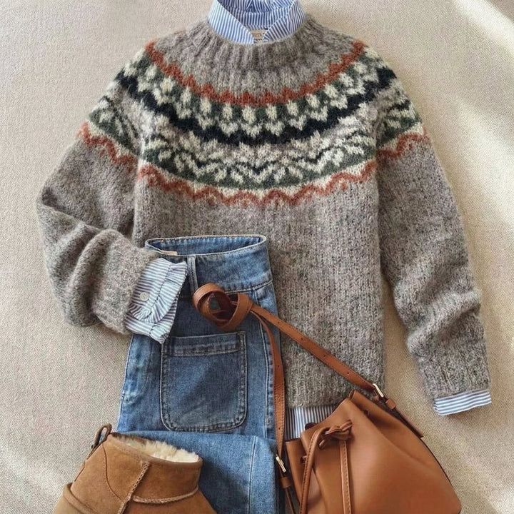 Women's Fair Isle Knitted Sweater Relaxed Nordic Jumper