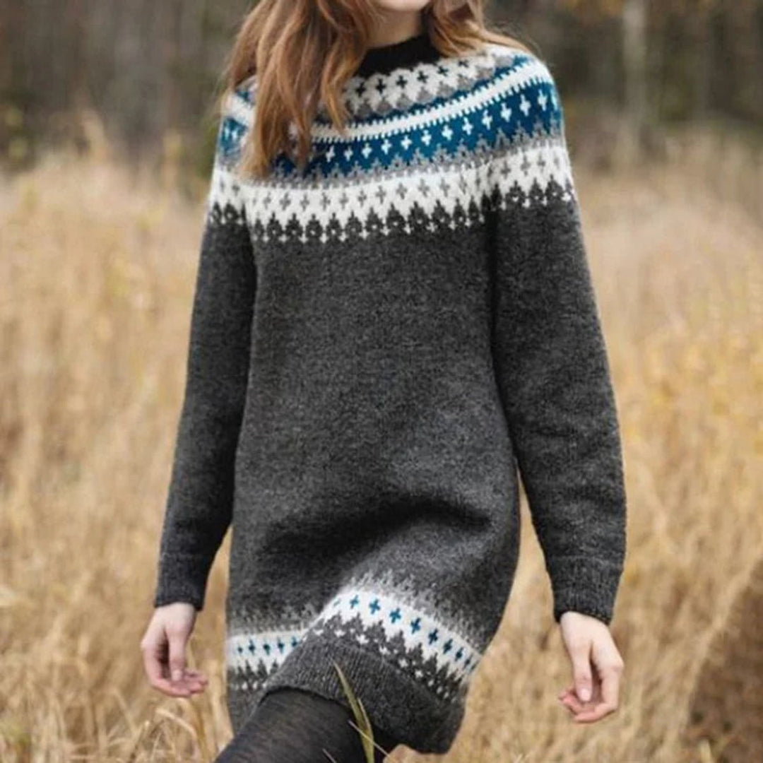 Women's Fair Isle Long-Line Knitted Sweater Dress