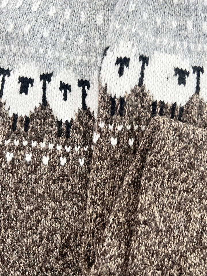 Women's Fair Isle Sheep Jacquard Knitted Sweater Pullover
