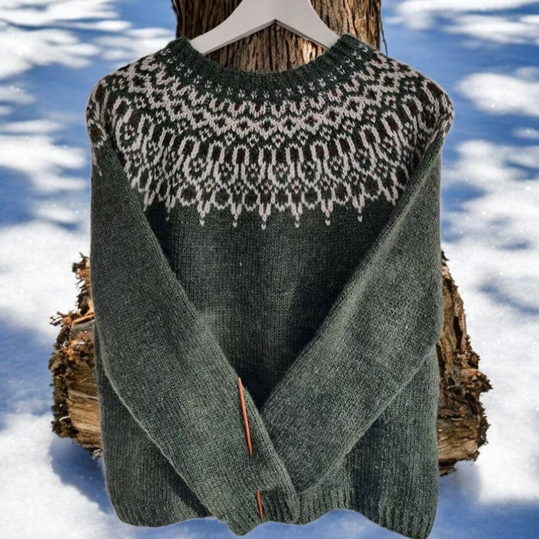 Women's Fair Isle Yoke Knitted Sweater Relaxed Fit Jumper
