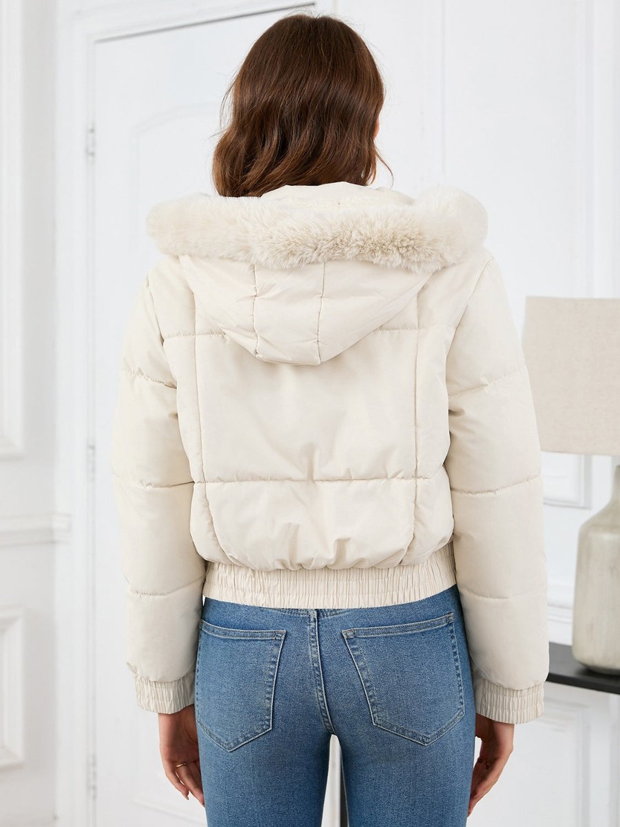 Women's Faux Fur Hooded Cropped Padded Coat