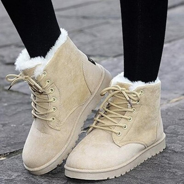 Women's Faux-Fur Lined Lace-Up Ankle Heeled Boots