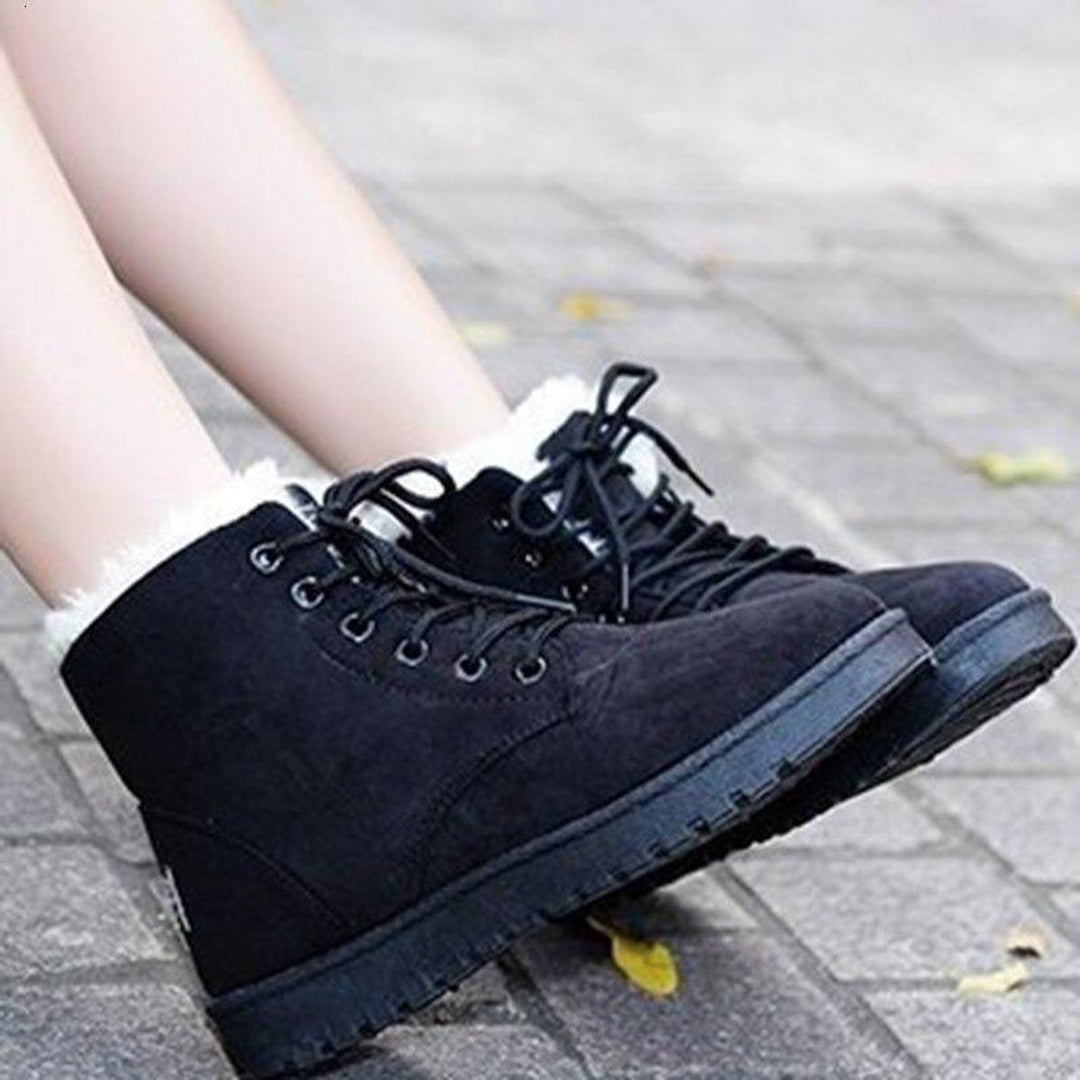 Women's Faux-Fur Lined Lace-Up Ankle Heeled Boots