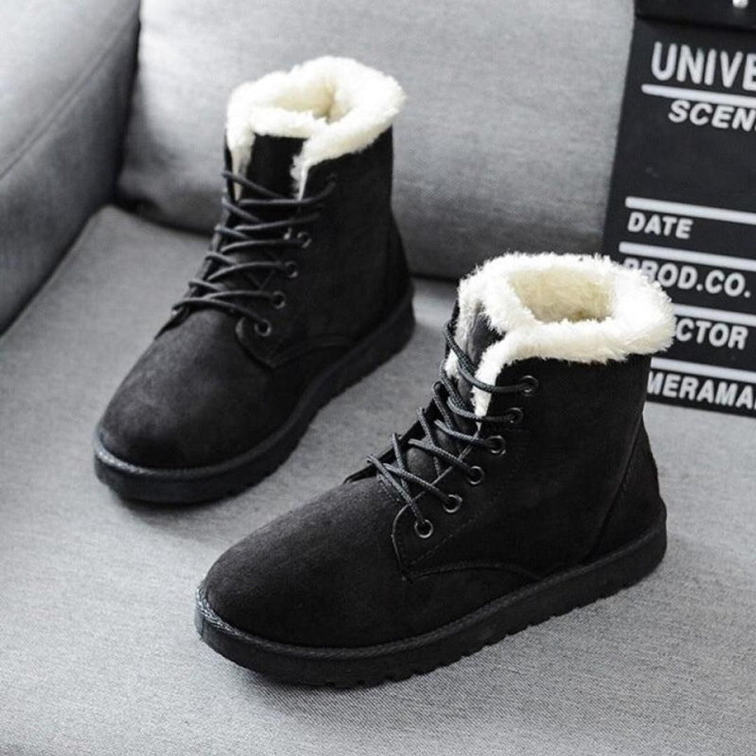 Women's Faux-Fur Lined Lace-Up Ankle Heeled Boots