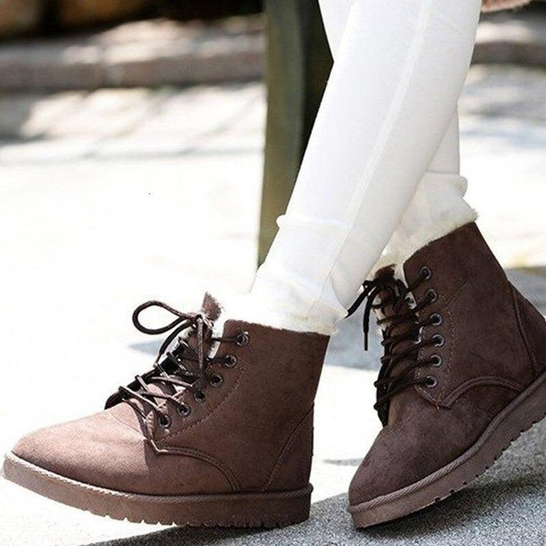 Women's Faux-Fur Lined Lace-Up Ankle Heeled Boots
