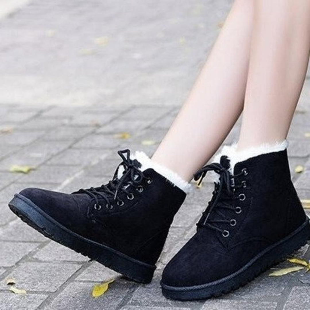 Women's Faux-Fur Lined Lace-Up Ankle Heeled Boots