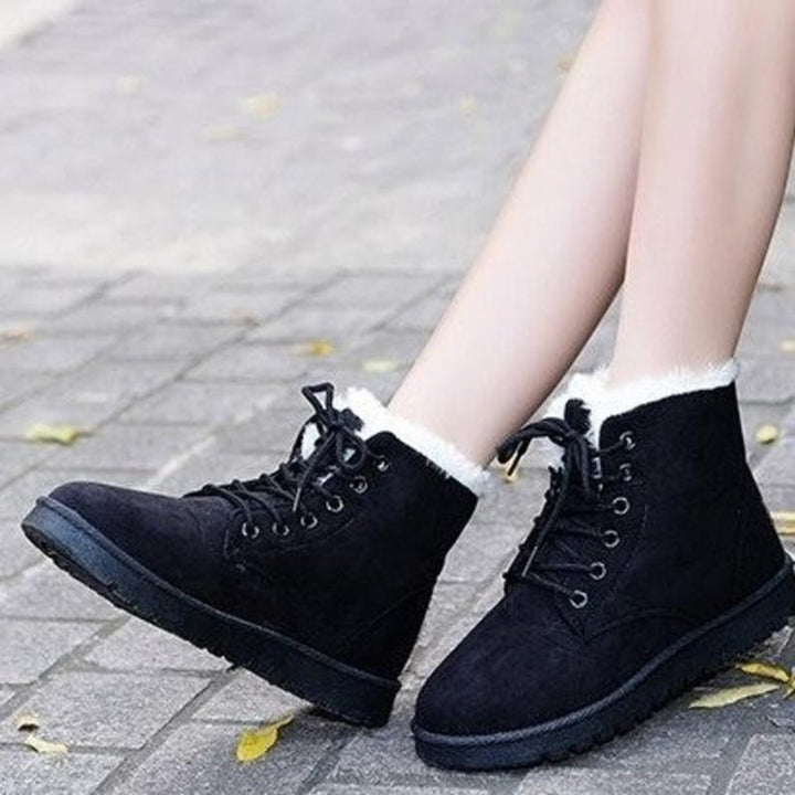 Women's Faux-Fur Lined Lace-Up Ankle Heeled Boots