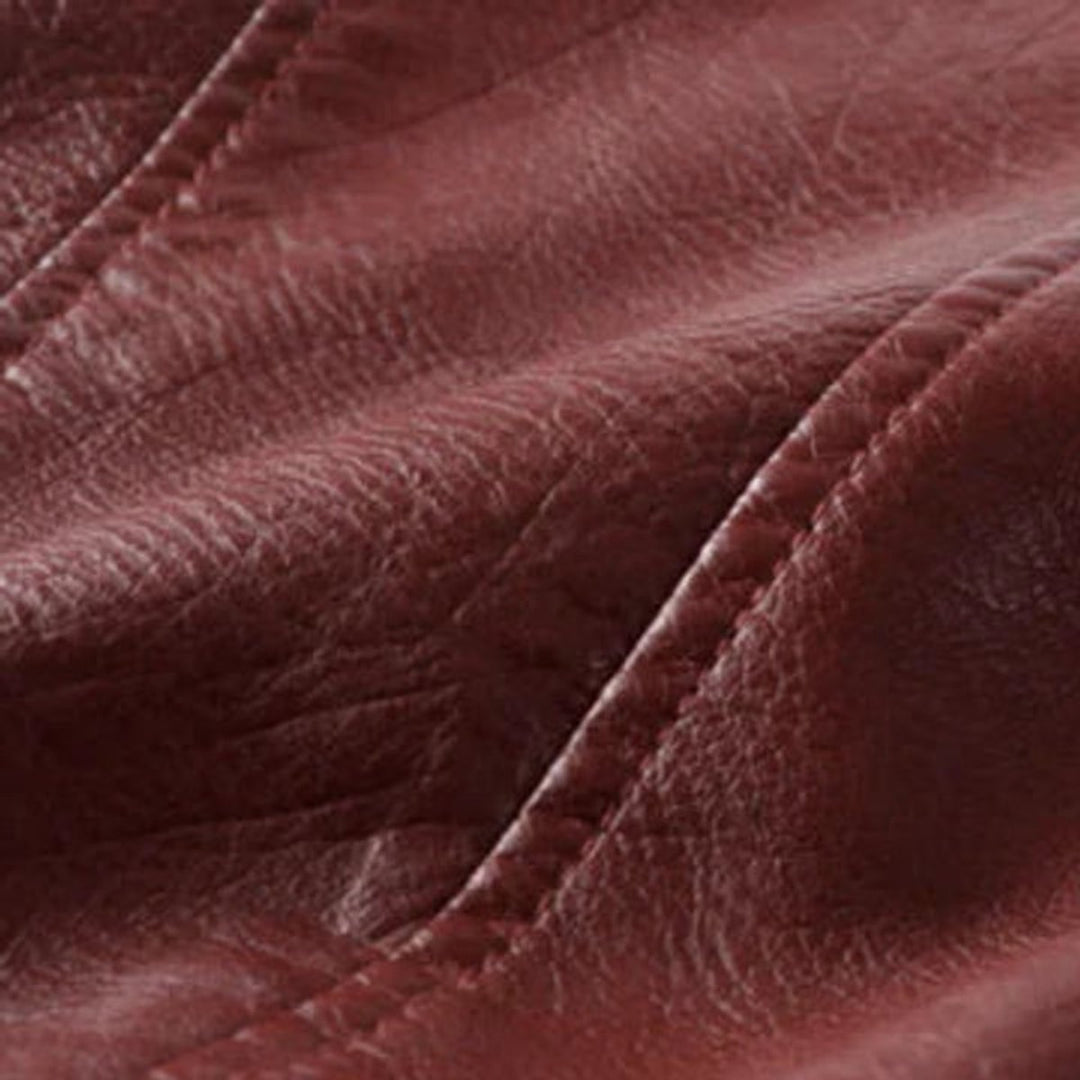 Women's Faux Leather Asymmetric-Zip Belted Biker Jacket