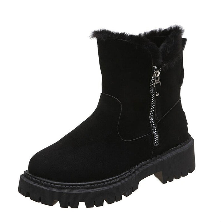 Women's Faux Suede Fur-Lined Zip-Up Ankle Heeled Boots