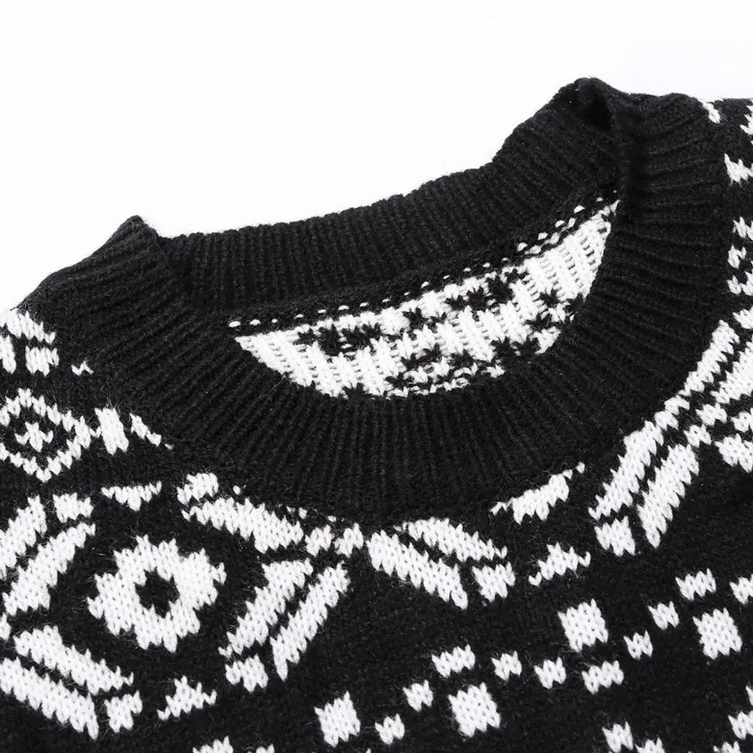 Women's Festive Reindeer Snowflake Knitted Dress Jumper