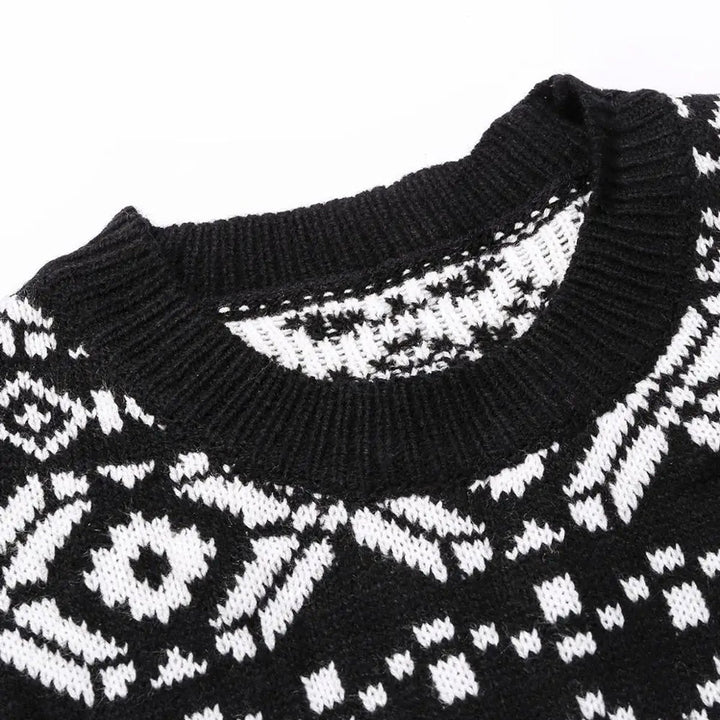 Women's Festive Reindeer Snowflake Knitted Dress Jumper