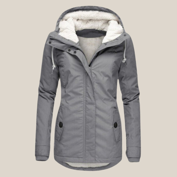 Women's Fleece-Lined Hooded Windproof Puffer Jacket