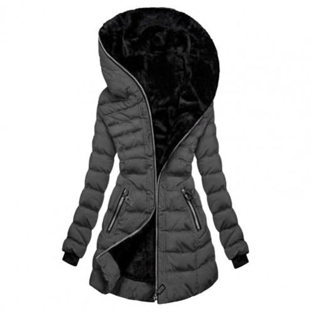 Women's Fleece-Lined Quilted Hooded Winter Puffer Coat