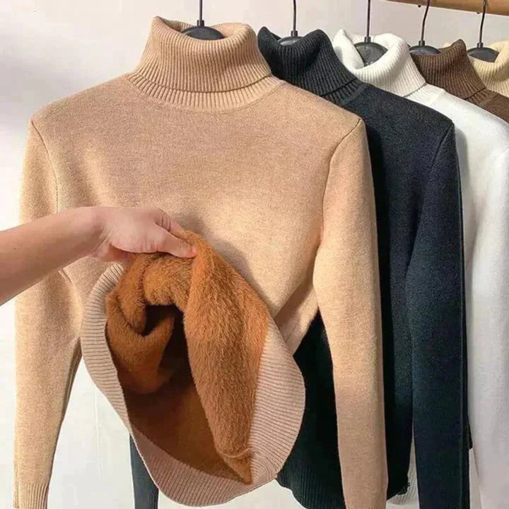 Women's Fleece-Lined Slim-Fit Turtleneck Jumper