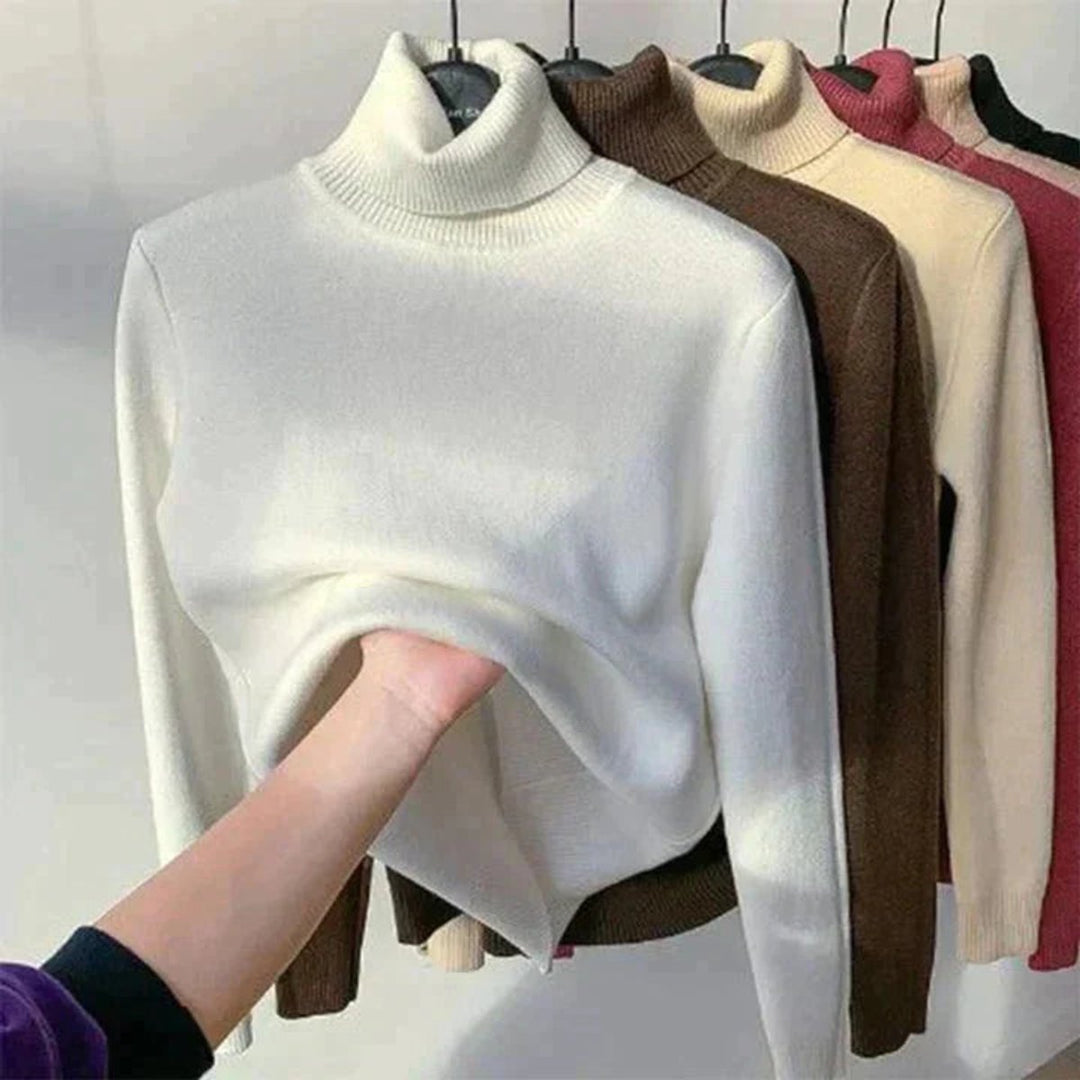 Women's Fleece-Lined Slim-Fit Turtleneck Jumper