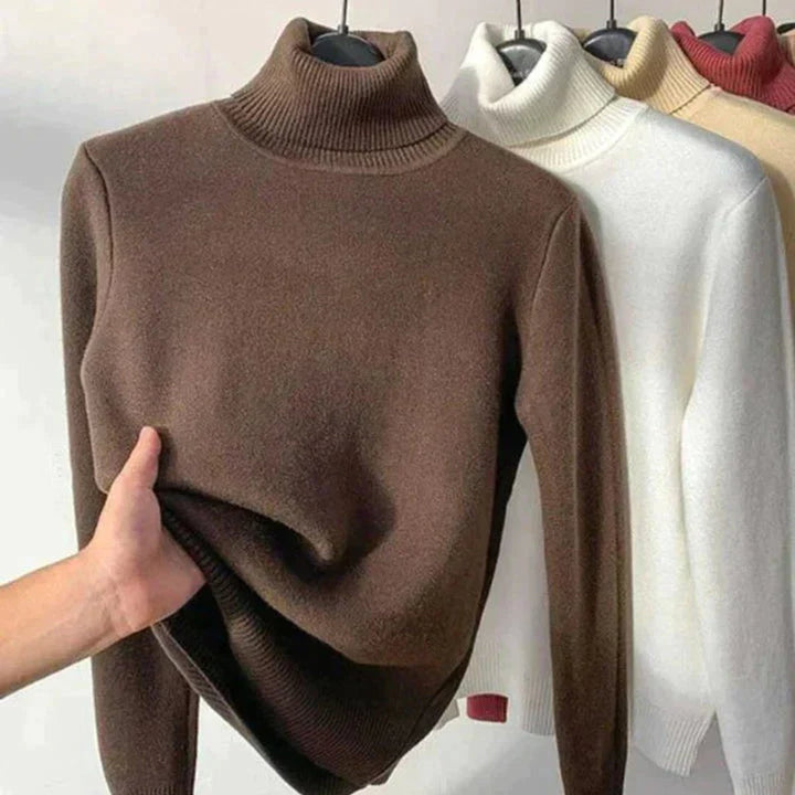 Women's Fleece-Lined Slim-Fit Turtleneck Jumper