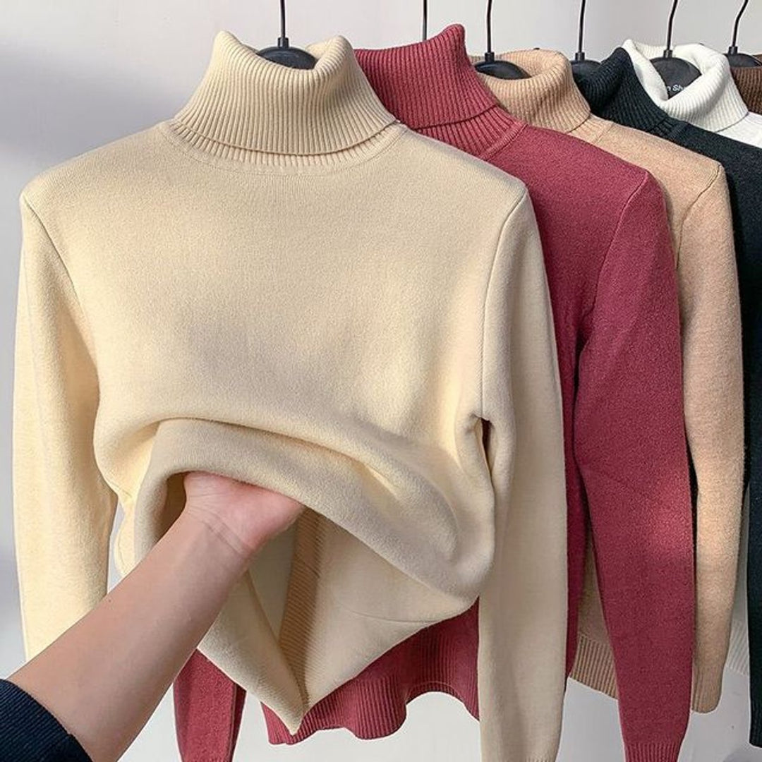 Women's Fleece-Lined Slim-Fit Turtleneck Jumper