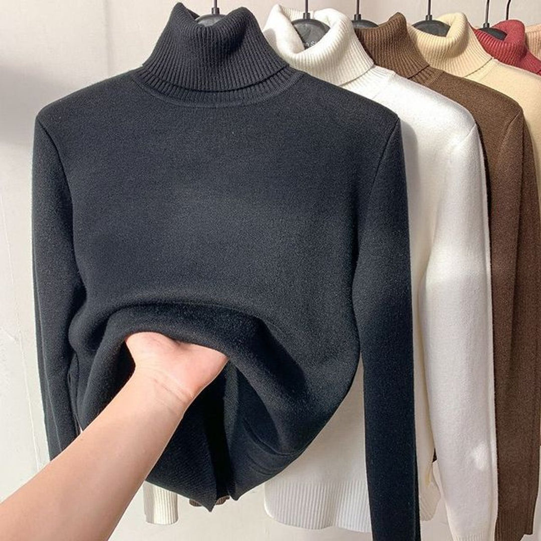 Women's Fleece-Lined Slim-Fit Turtleneck Jumper