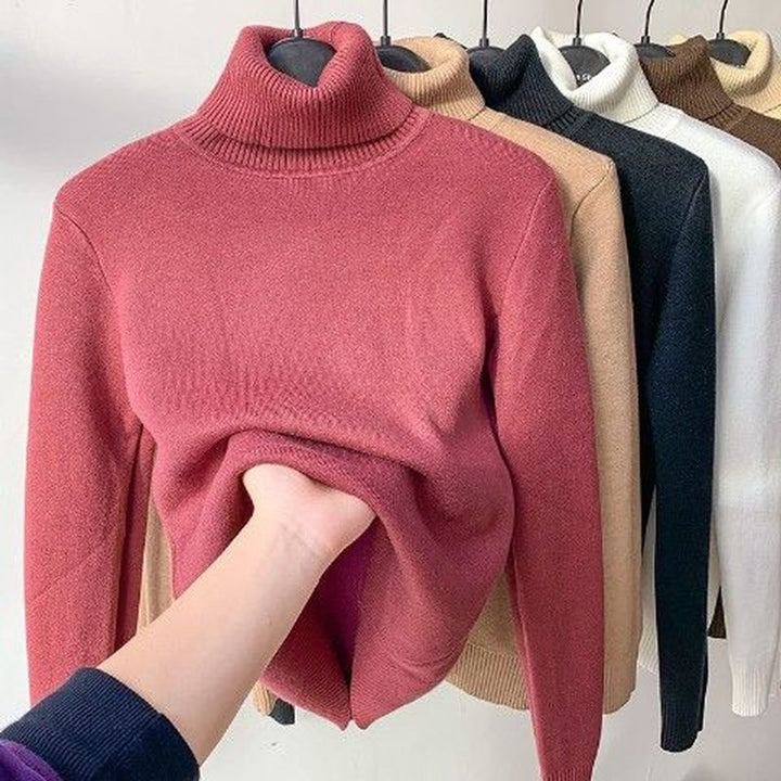 Women's Fleece-Lined Slim-Fit Turtleneck Jumper