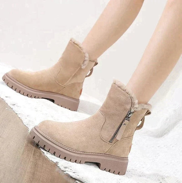 Women's Fleece-Lined Zip-Up Ankle Heeled Boots