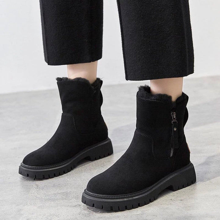 Women's Fleece-Lined Zip-Up Ankle Heeled Boots