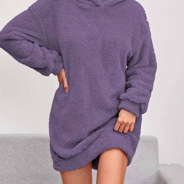 Women's Fluffy Fleece Oversized Hooded Knitted Dress