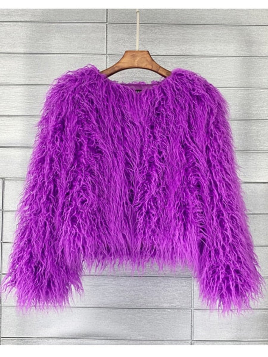 Women's Fluffy Long-Pile Faux Fur Coat Shaggy Jacket