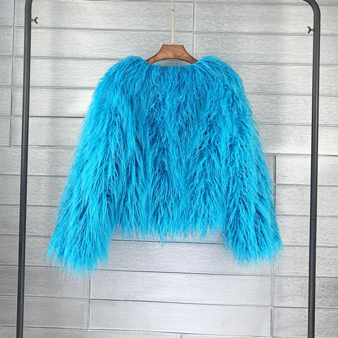 Women's Fluffy Long-Pile Faux Fur Coat Shaggy Jacket