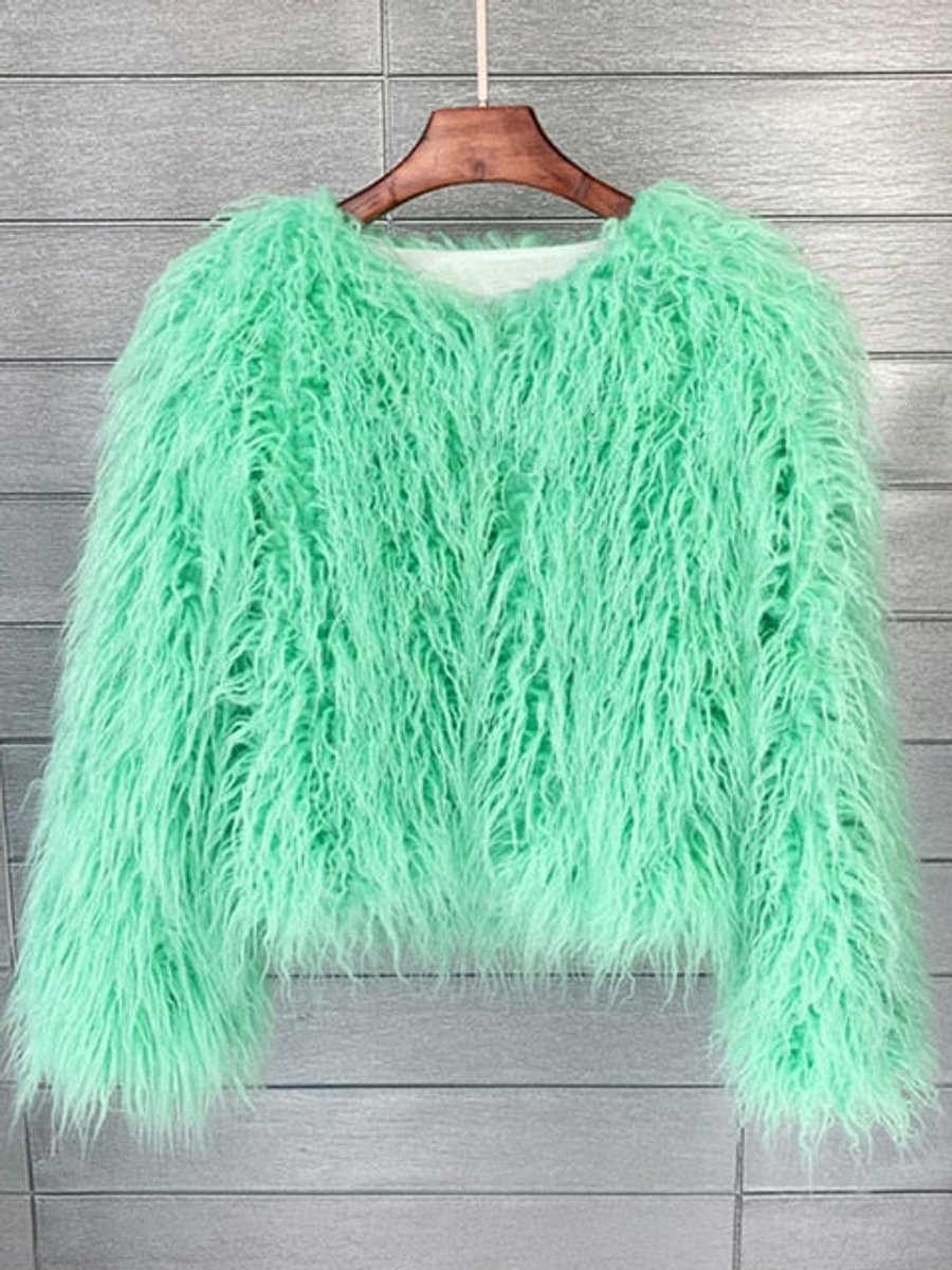 Women's Fluffy Long-Pile Faux Fur Coat Shaggy Jacket