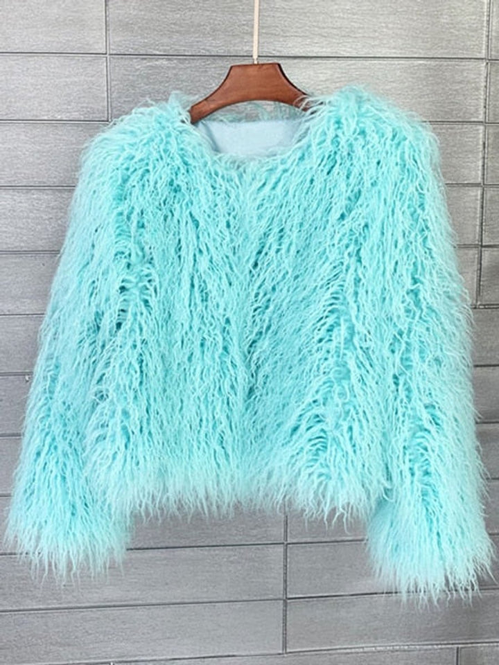 Women's Fluffy Long-Pile Faux Fur Coat Shaggy Jacket