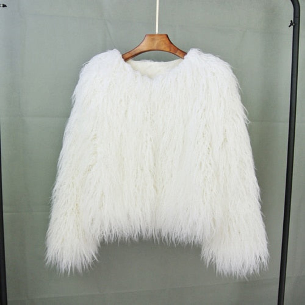 Women's Fluffy Long-Pile Faux Fur Coat Shaggy Jacket