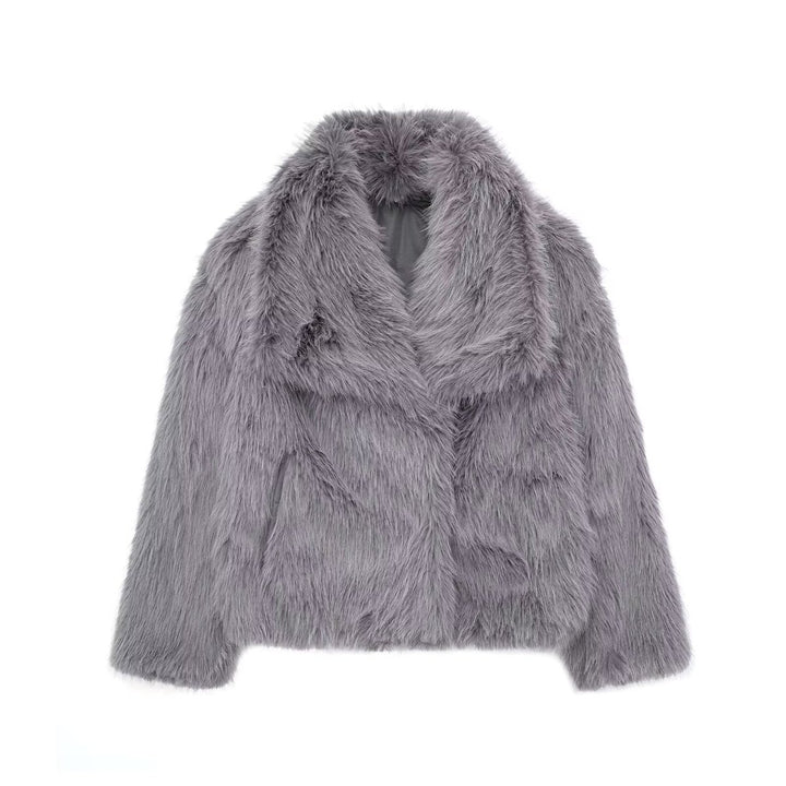 Women's Fluffy Long-Sleeve Open-Front Faux Fur Coat