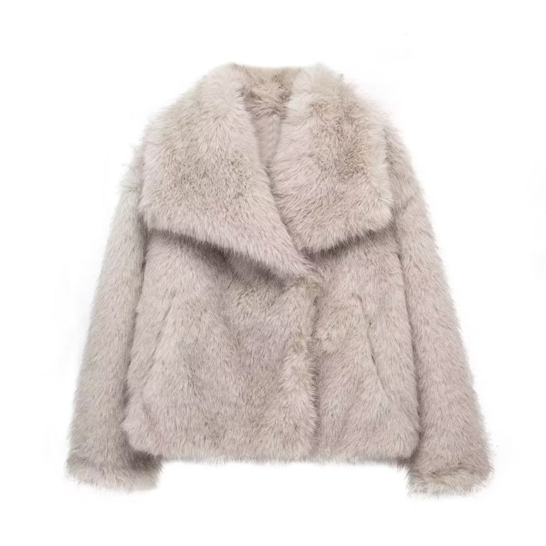 Women's Fluffy Long-Sleeve Open-Front Faux Fur Coat