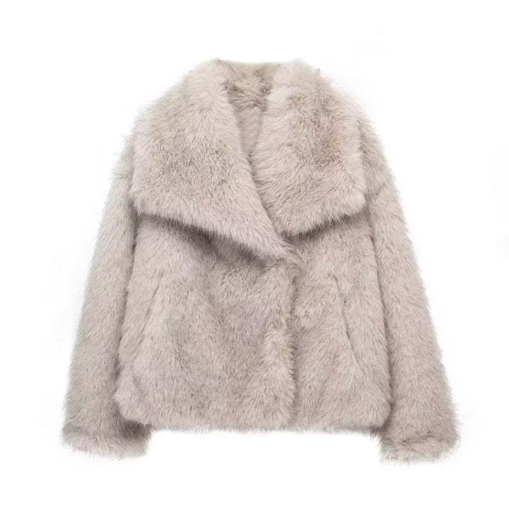 Women's Fluffy Long-Sleeve Open-Front Faux Fur Coat
