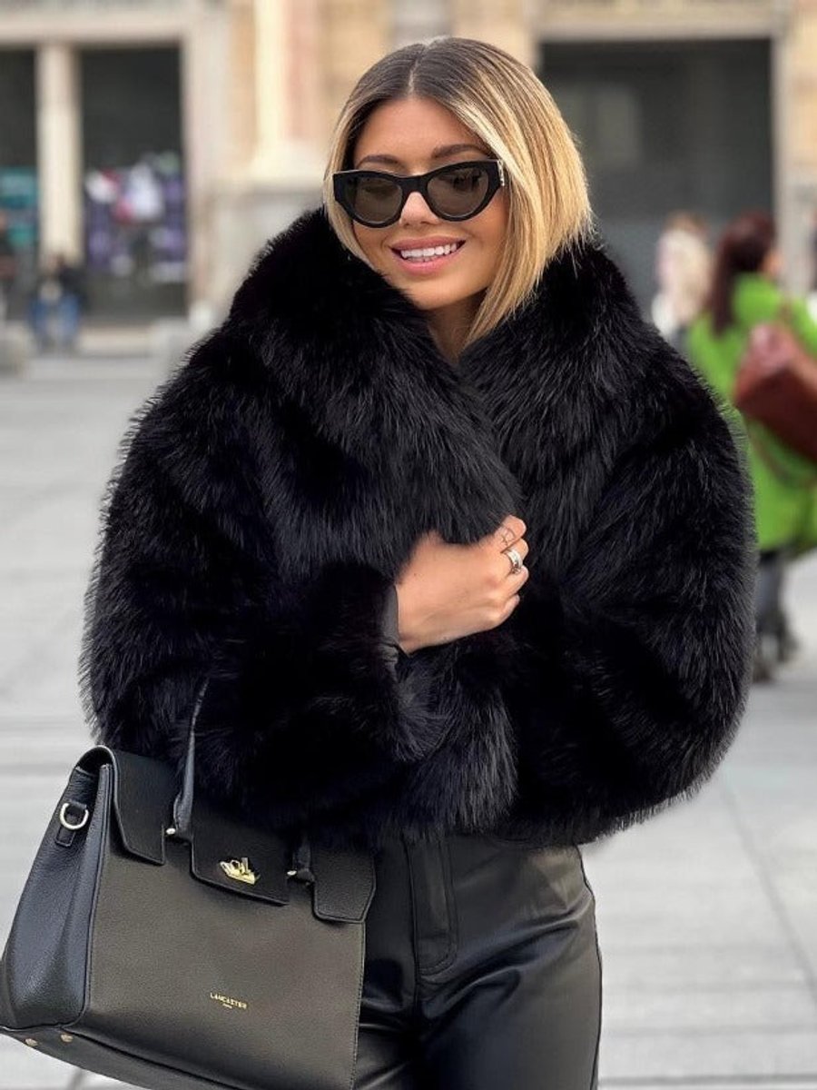 Women's Fluffy Long-Sleeve Open-Front Faux Fur Coat
