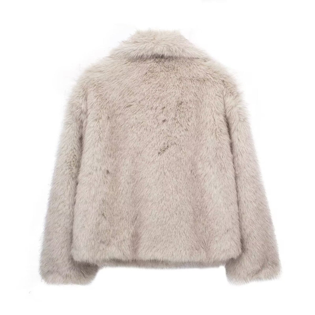 Women's Fluffy Long-Sleeve Open-Front Faux Fur Coat