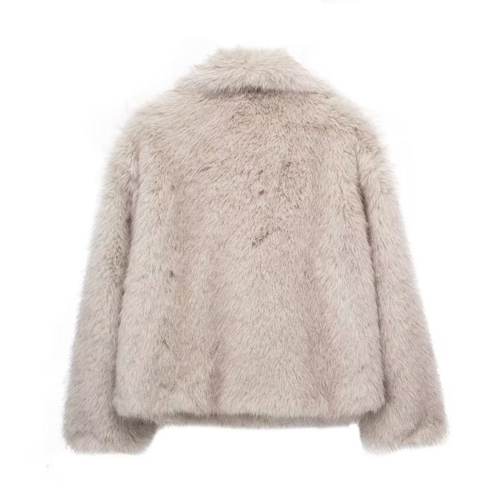 Women's Fluffy Long-Sleeve Open-Front Faux Fur Coat