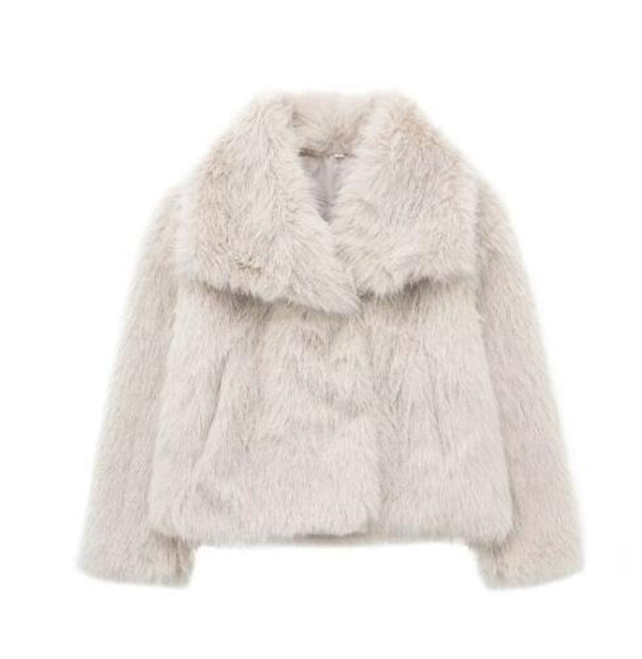 Women's Fluffy Long-Sleeve Open-Front Faux Fur Coat