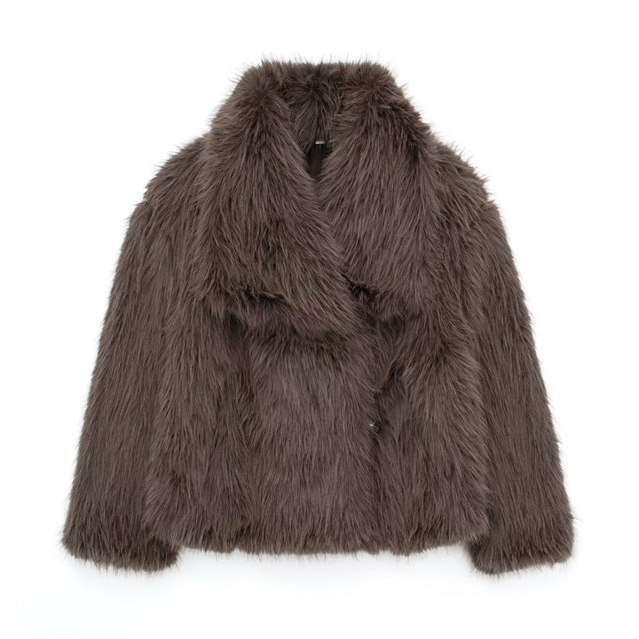 Women's Fluffy Long-Sleeve Open-Front Faux Fur Coat