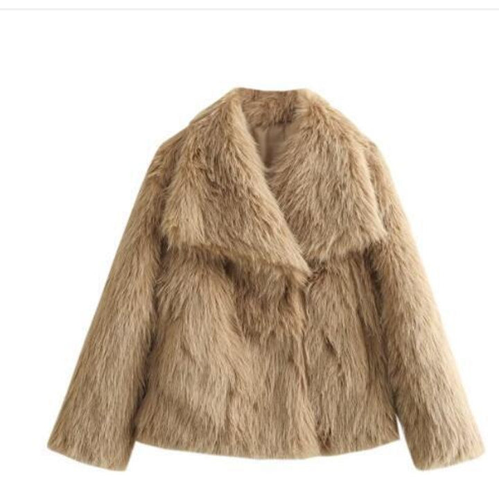 Women's Fluffy Long-Sleeve Open-Front Faux Fur Coat