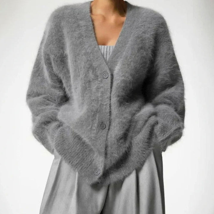 Women's Fluffy Oversized Knit Cardigan Luxe Cashmere Blend