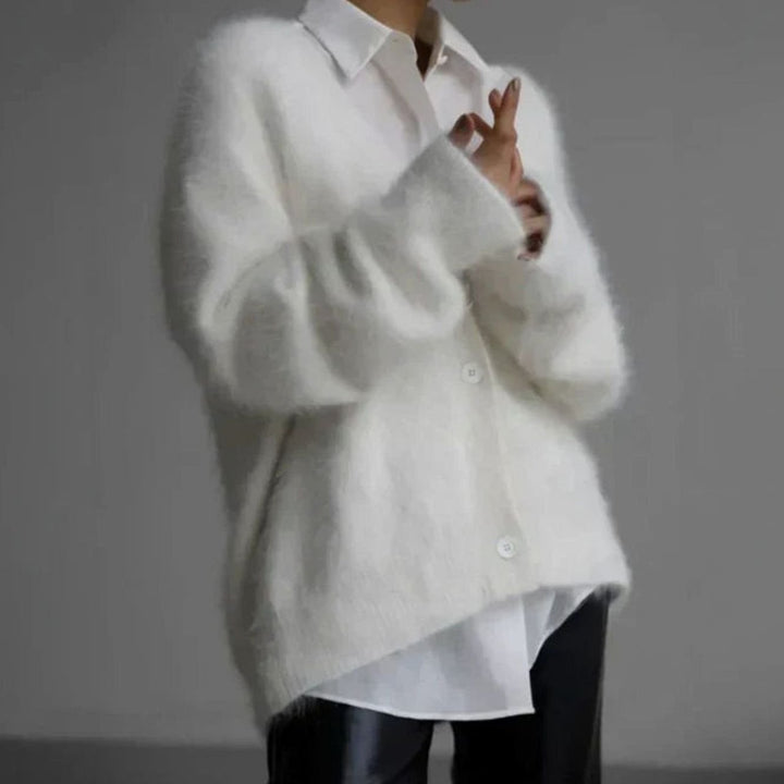 Women's Fluffy Oversized Knit Cardigan Luxe Cashmere Blend