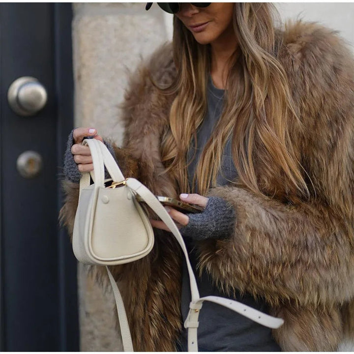 Women's Fluffy Short Faux Fur Coat Cropped Jacket
