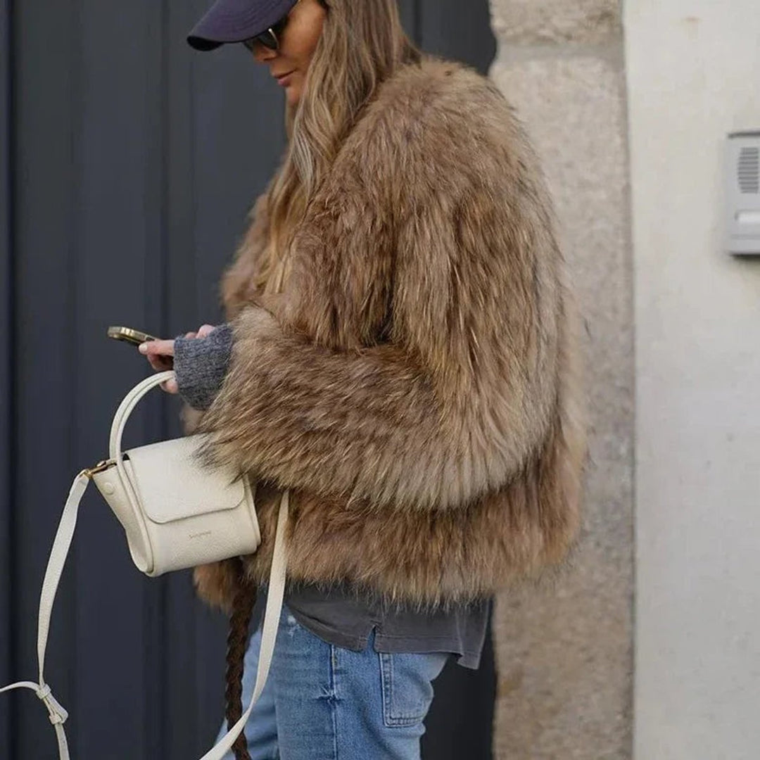 Women's Fluffy Short Faux Fur Coat Cropped Jacket