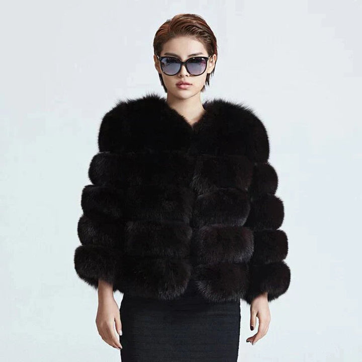 Women's Fluffy Short Faux Fur Coat Hook-Fastening Bubble Jacket