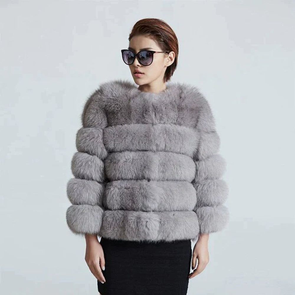 Women's Fluffy Short Faux Fur Coat Hook-Fastening Bubble Jacket