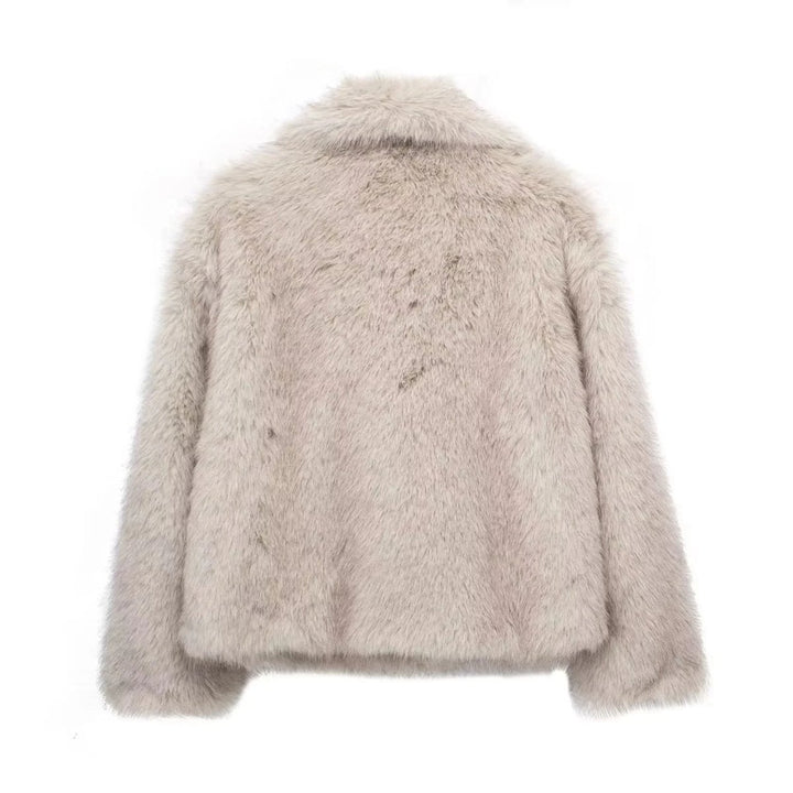 Women's Fluffy Short Faux Fur Coat Lapel Collar Jacket