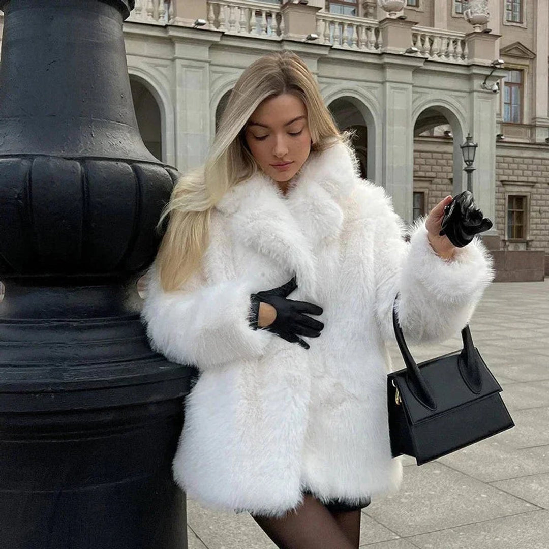 Women's Fluffy Short Faux Fur Coat Oversized Teddy Jacket