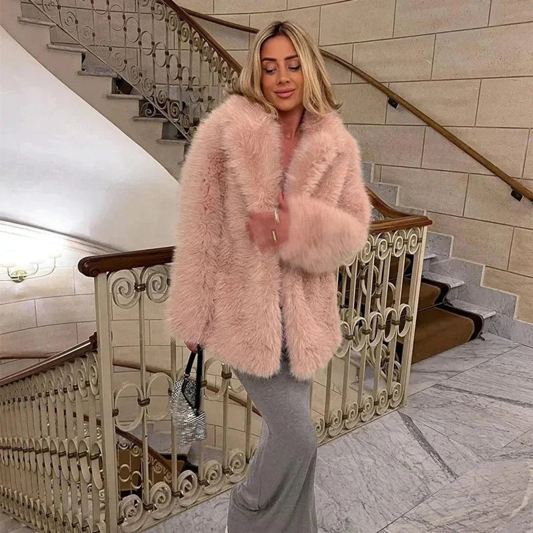 Women's Fluffy Short Faux Fur Coat Oversized Teddy Jacket