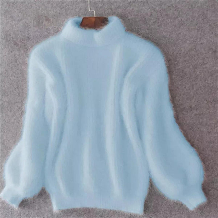 Women's Fluffy Turtleneck Oversized Knit Jumper